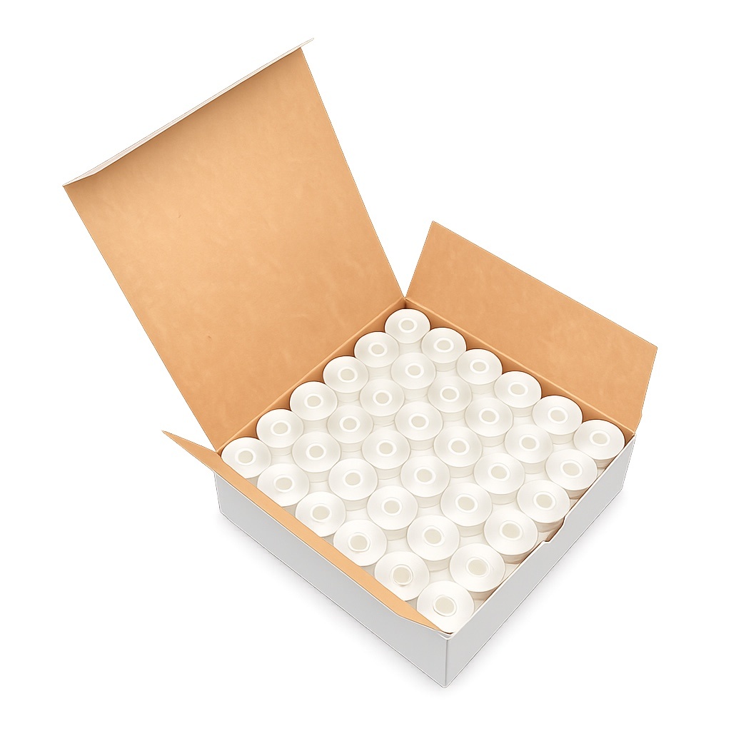 Bobbins 144 vorgespulte Unterfaden-Spulen Stickgarn – Weiß