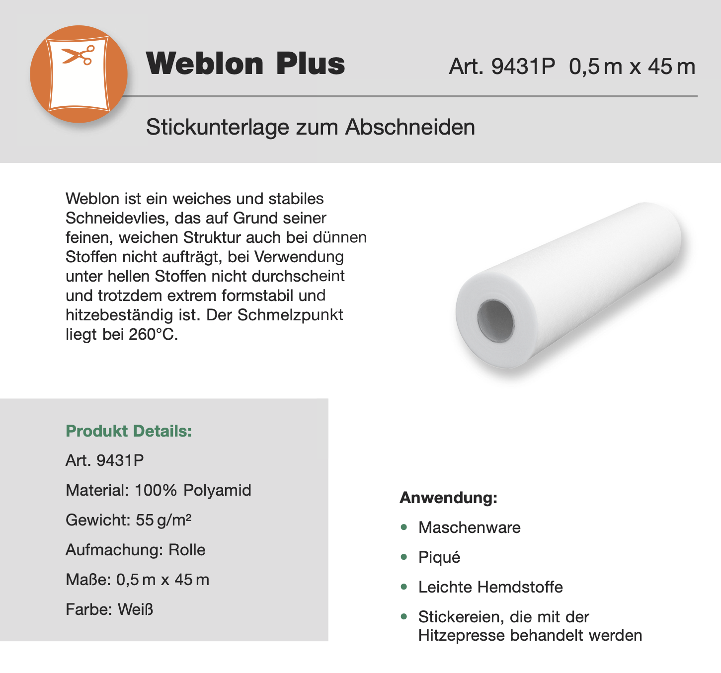 Madeira Weblon Plus 0,50 x 45m / 1 Rolle