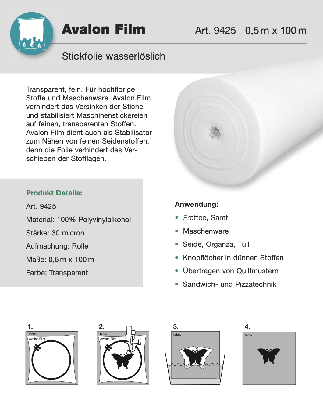 Madeira Avalon Film 0,50 x 100m / 1 Rolle