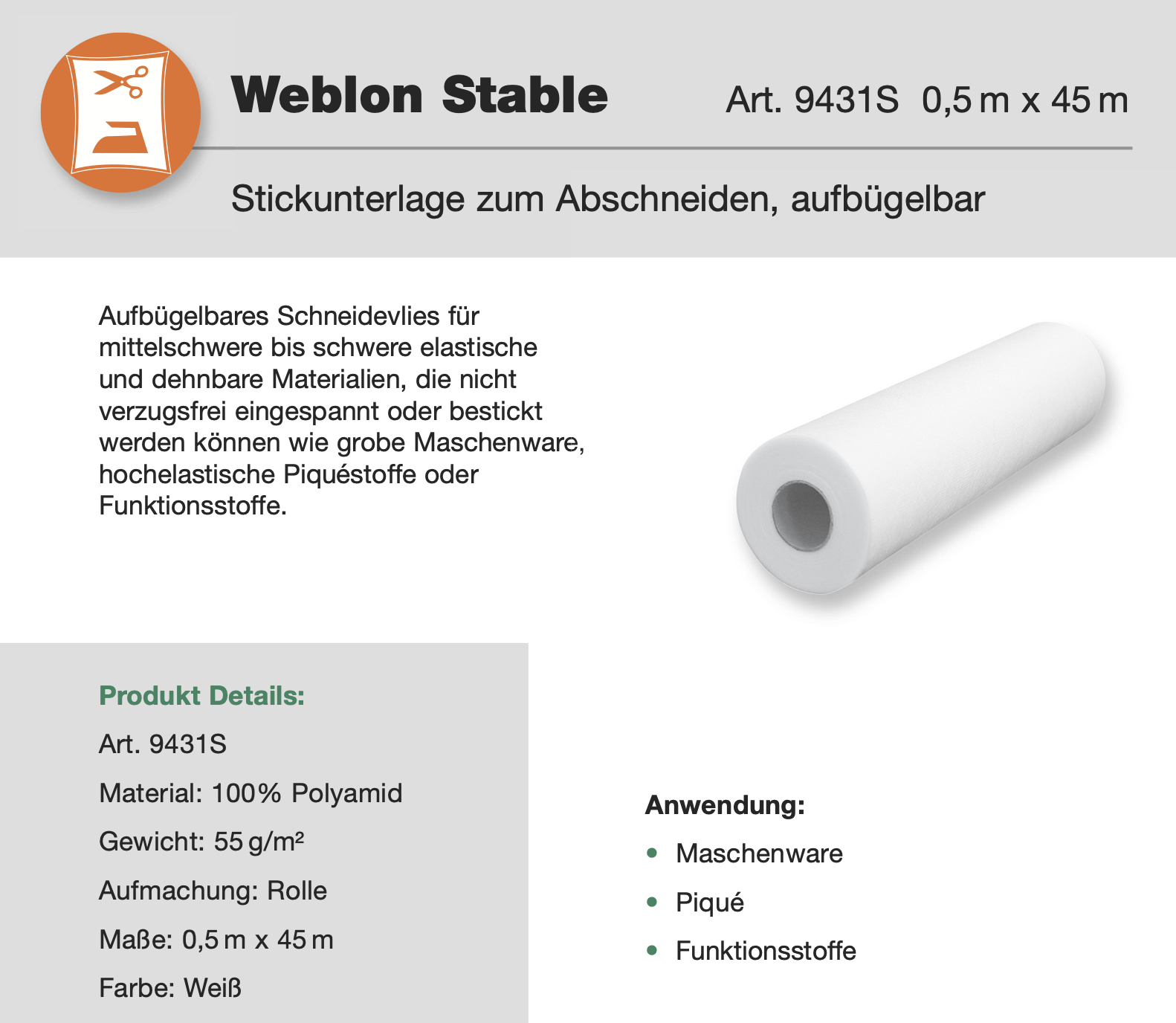 Madeira Weblon Stable 0,50 x 45m / 1 Rolle